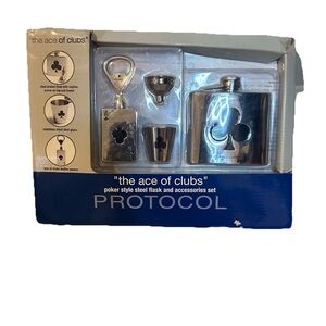 Protocol Silver Poker Style Flask Set